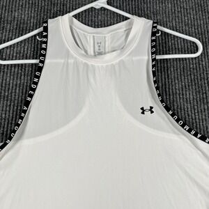 Under Armour Tank Top Shirt Womens Small White Training‎ Workout Active Gym Run